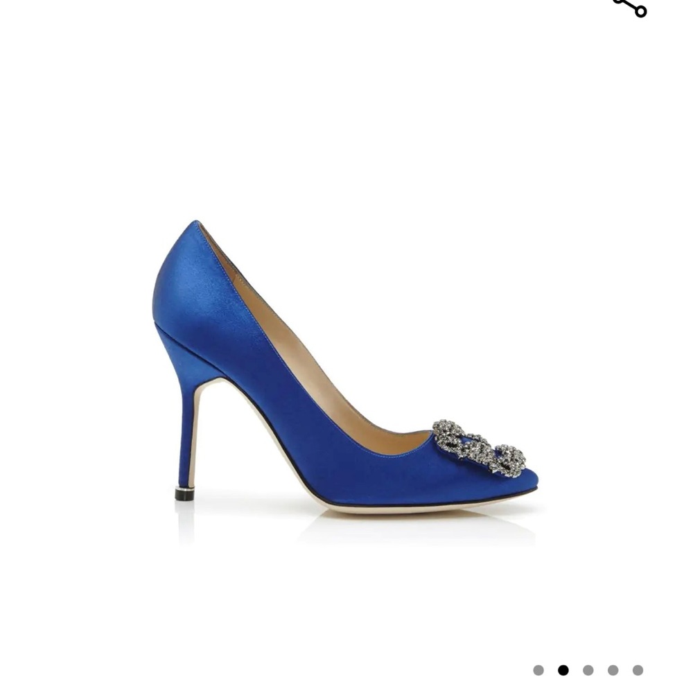 Manolo Blahnik Hangisi Blue Satin Pump